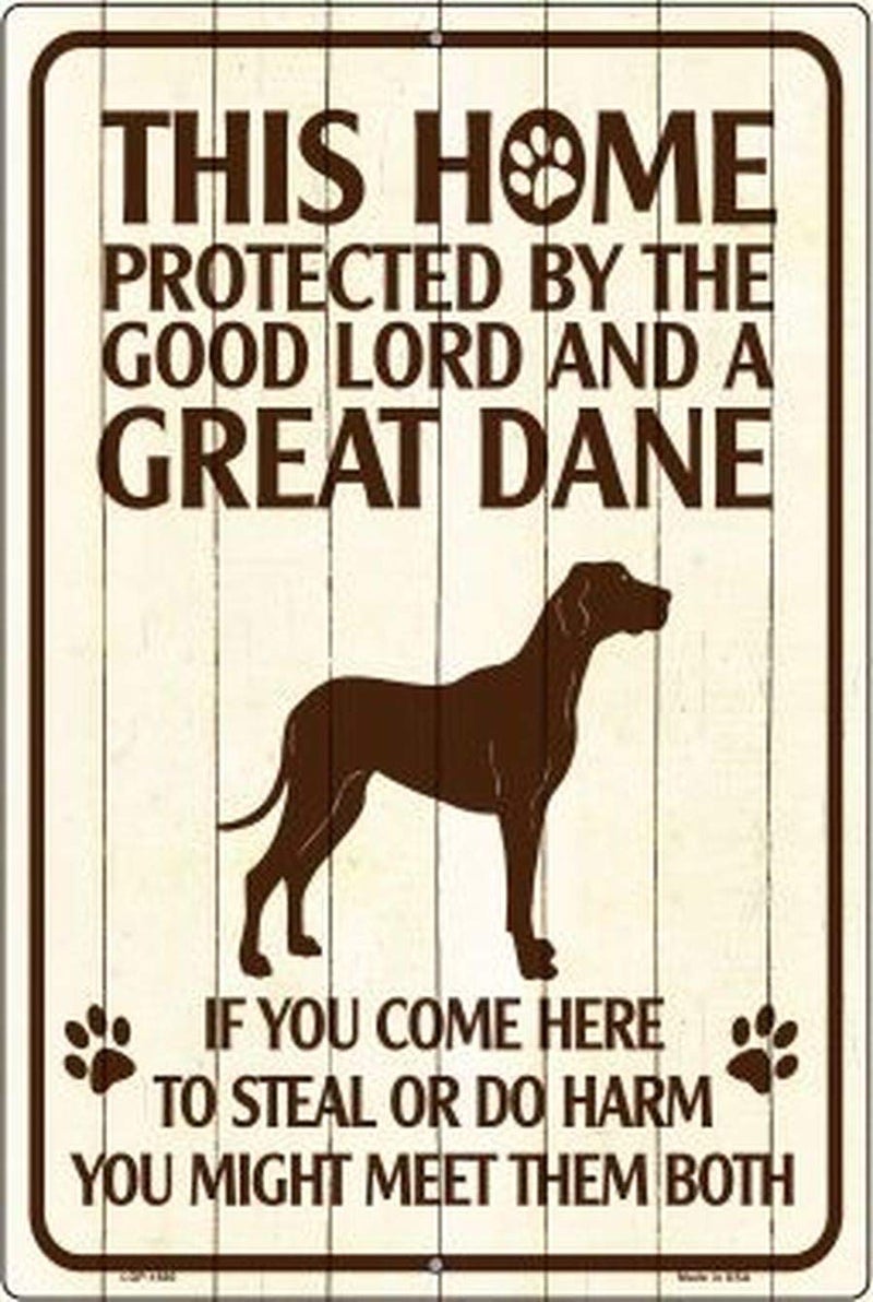 SMART BLONDE This Home Protected by A Great Dane Parking Sign Metal Novelty P-1680